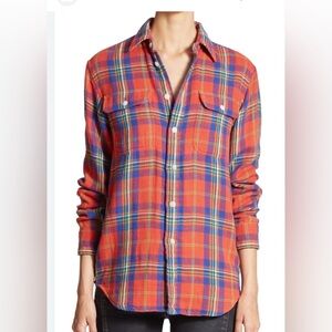 Ralph Lauren Red and Blue Button Down Shirt